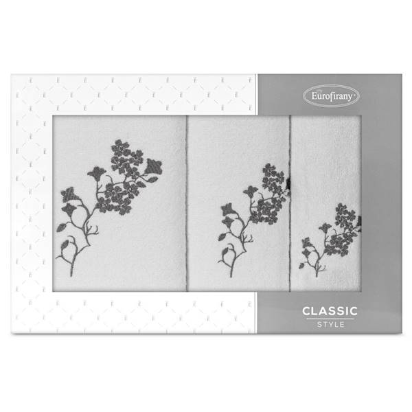 EU.RĘCZNIK BLOSSOM 3 SZT. BIAŁY+GRAFIT 423647