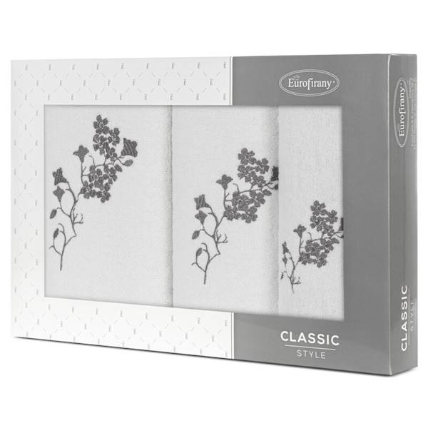 EU.RĘCZNIK BLOSSOM 3 SZT. BIAŁY+GRAFIT 423647