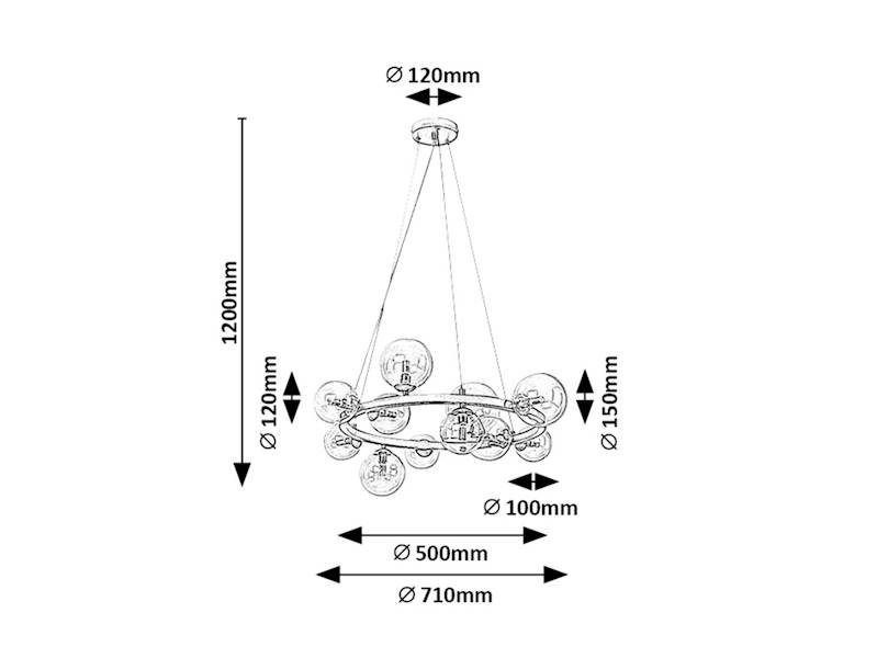 RAB.71300 ASLOV LAMPA WISZĄCA ZŁOTA 11xG9