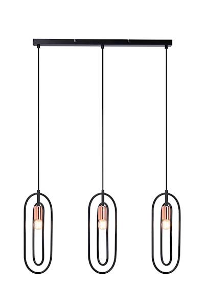 RAB.72264 ROVIER LAMPA WISZĄCA CZARNA/MIEDŹ 3xE27