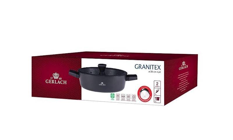 GERLACH GRANITEX GARNEK CER.28CM 4,4L CZARNY NAKR.