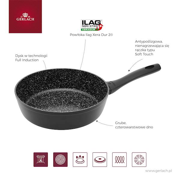 GERLACH GRANITEX PATELNIA Z POW.ILAG 28CM GŁĘBOKA