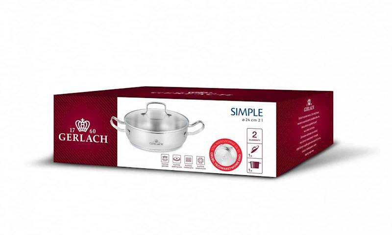 GERLACH SIMPLE 332M GARNEK Z POKRYWĄ 24CM 2L NISKI