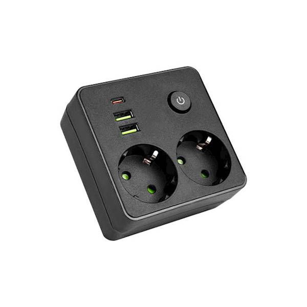 LVT TRÓJNIK 2x230V+2xUSB-A+1xUSB-C+WYŁ.9013 CZARNY