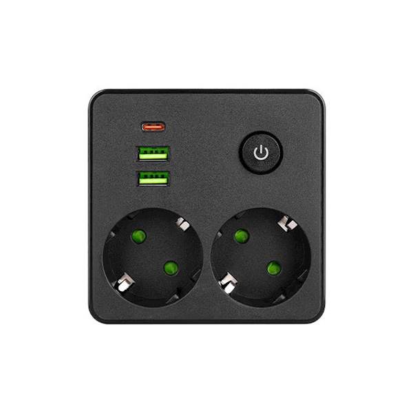 LVT TRÓJNIK 2x230V+2xUSB-A+1xUSB-C+WYŁ.9013 CZARNY