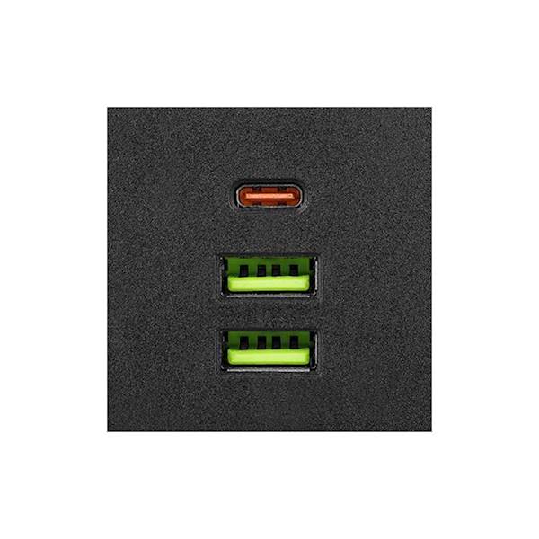 LVT TRÓJNIK 2x230V+2xUSB-A+1xUSB-C+WYŁ.9013 CZARNY