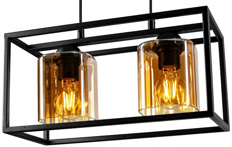 Lampa sufitowa KLATKA 2xE27 z kloszem czarna