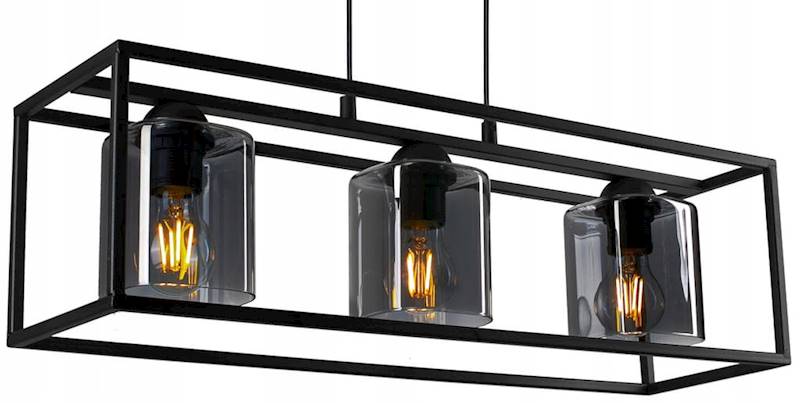 Lampa sufitowa KLATKA 3xE27 z kloszem czarna