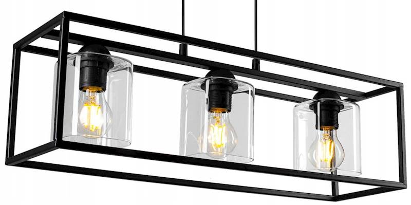 Lampa sufitowa KLATKA 3xE27 z kloszem czarna