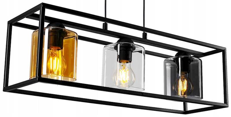 Lampa sufitowa KLATKA 3xE27 z kloszem czarna