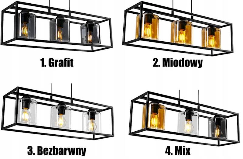 Lampa sufitowa KLATKA 3xE27 z kloszem czarna