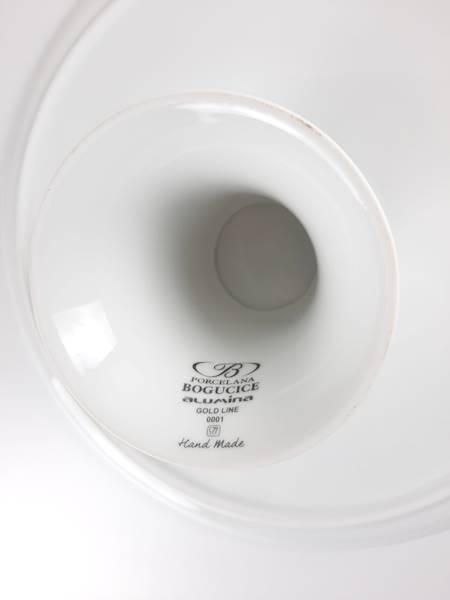 TORTOWNICA PATERA BIAŁA + ZŁOTA OBWÓDKA 31 x 10,5 cm 0001 BOGUCICE