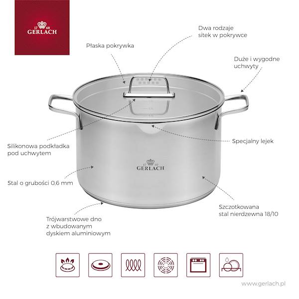 GERLACH AMBIENTE GARNEK+SZKLANA POKRYWA 28cm 10L