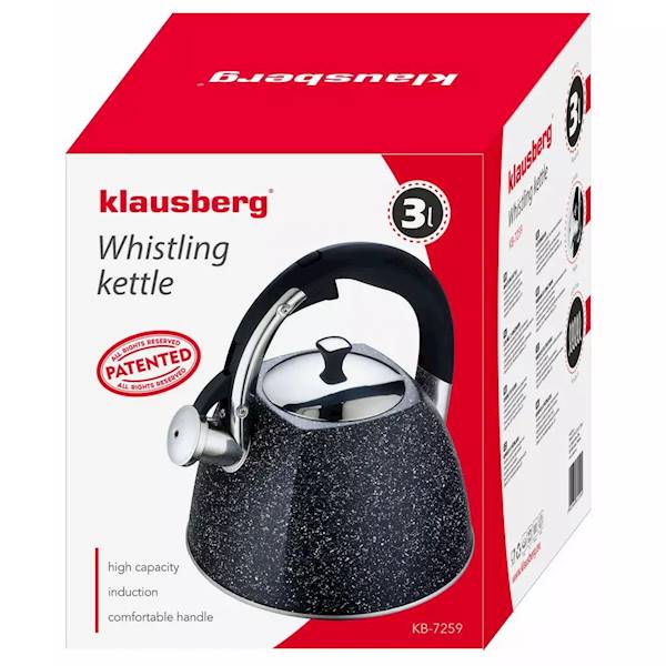 KLAUSBERG CZAJNIK 3,0L CZARNY NAKRAPIANY KB7259 