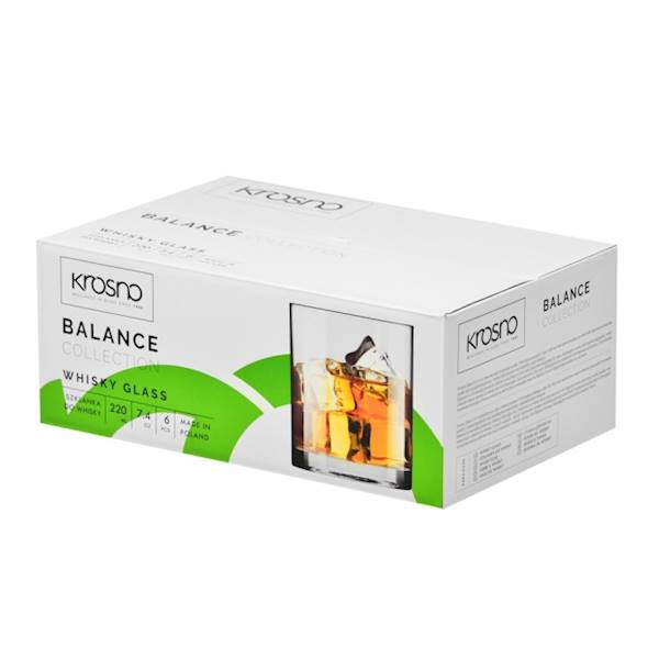 KROSNO BALANCE 6 SZKLANEK NISKICH DO WISKY 220ml