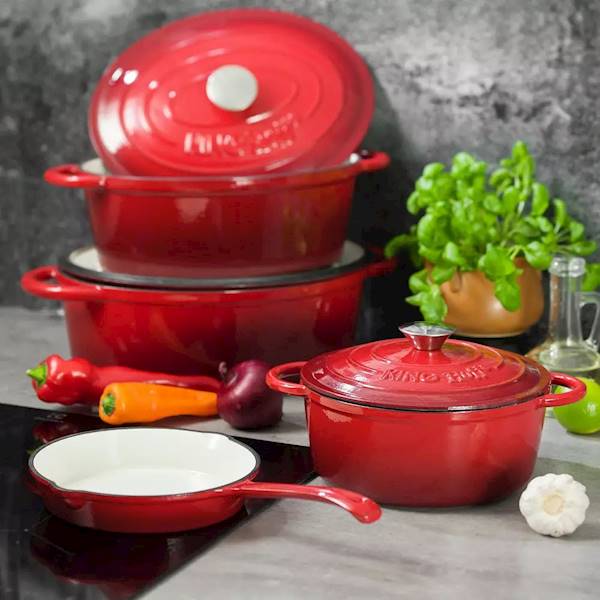 KINGHOFF ŻELIWNY GARNEK EMALIA 21cm KH1614 CZERW.