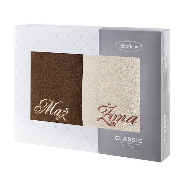 EU.RĘCZNIK MĄŻ ŻONA 2 szt.70x140 BEŻ/BRĄZ 459024