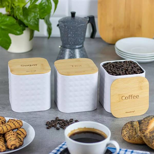 KLAUSBERG 3 POJEMNIKI KUCHENNE BIAŁE KB7485