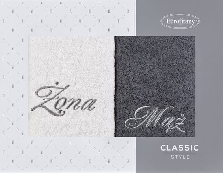 EU.RĘCZNIK MĄŻ ŻONA 2 szt.70x140cm SRE/STAL 459049