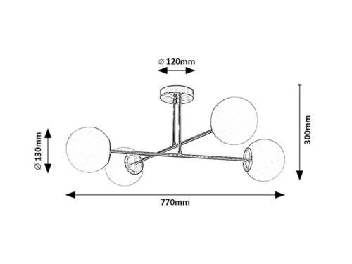 RAB.71082 KIARA 4xE27 LAM.SUFIT.ZŁOTA KLOSZ KULE