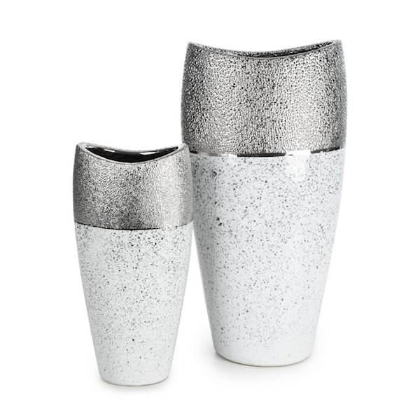 WAZON MILO/WAZ/01 20x14x40cm 477972 BIAŁY+SREBRO EUROFIRANY