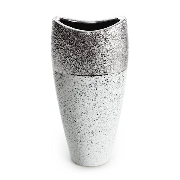 WAZON MILO/WAZ/02 14x10x28cm 477973 BIAŁY+SREBRO EUROFIRANY
