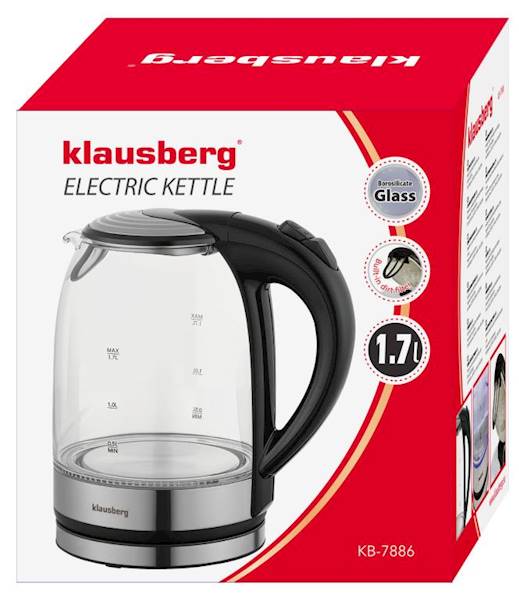 KLAUSBERG CZAJNIK ELEKT. 1,7L SZKLANY KB7886