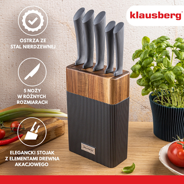 KLAUSBERG NOŻE KUCHENNE 5 SZTUK W KLOCU KB7981