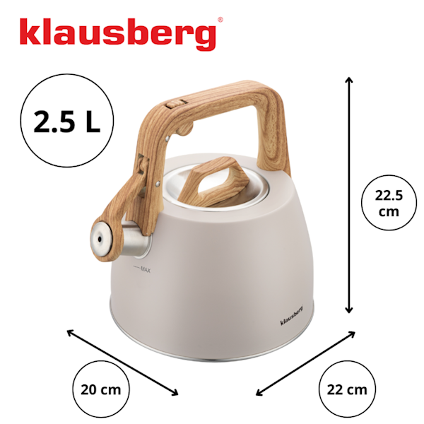 KLAUSBERG CZAJNIK 2,5L KB7917 SZARY