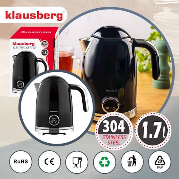 KLAUSBERG CZAJNIK ELEKT. 1,7L CZARNO/CHROM KB9027