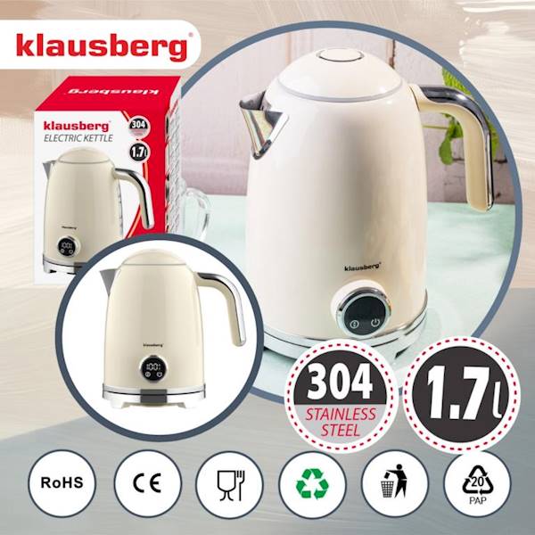 KLAUSBERG CZAJNIK ELEKT. 1,7L BEŻOWO/CHROM. KB9028