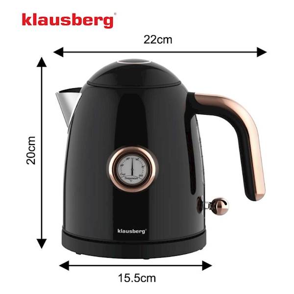 KLAUSBERG CZAJNIK ELEKT. 1,0L CZARNO/ZŁOTY KB9017