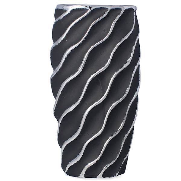 K.WAZON CERAMICZNY 26cm WB2 CZARNO-SREBRNY