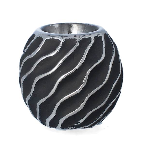 K.ŚWIECZNIK CERAMICZNY 9,5cm WB6 CZARNO-SREBRNY