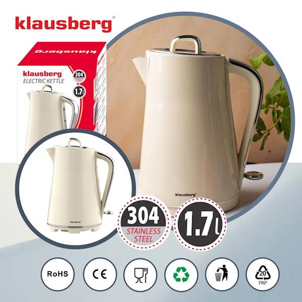 KLAUSBERG CZAJNIK ELEKT. 1,7L BEŻ KB9016