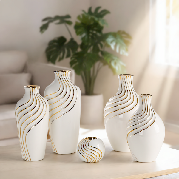 EU.WAZON ESTELA/WAZ/02 14x14x25cm 485683 BIAŁO/ZŁ.