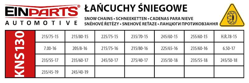 EPTC09 Łańcuchy EINPARTS 9mm KN130