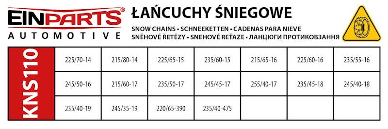 EPTC07 Łańcuchy EINPARTS 9mm KN110