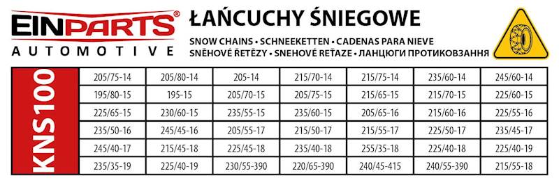 EPTC06 Łańcuchy EINPARTS 9mm KN100