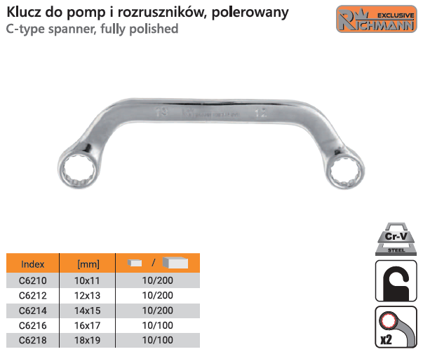 KLUCZ DO POMP I ROZRU. TYP"C" 18x19mm C6218