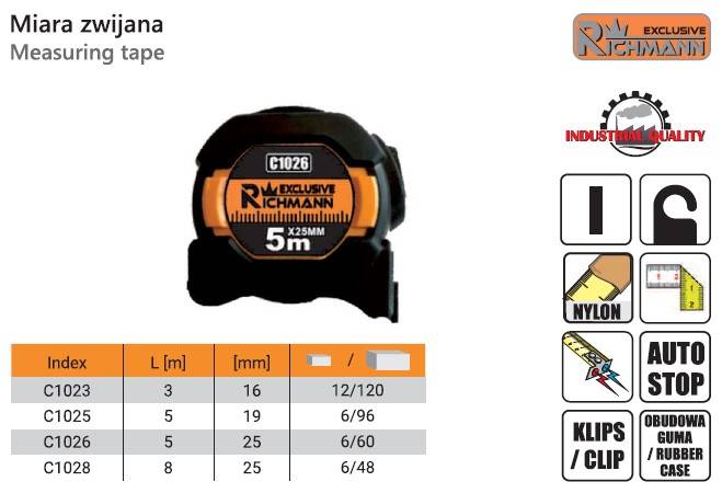 MIARA ZWIJANA 5m/19mm DWUSTRONNA C1025
