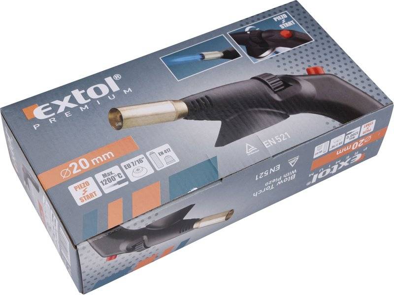PALNIK GAZOWY DUŻY PIEZO "EXTOL" NA BUTLE 330g/600ml GWINT 7/16" 8848100