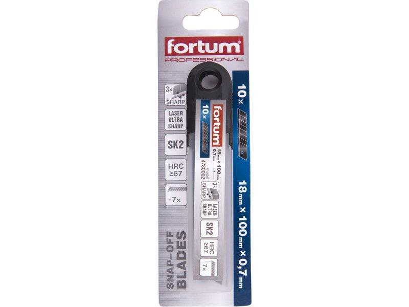 OSTRZA ŁAMANE CZARNE PROFI 18 mm GRUBOŚĆ 0,7mm SK2 "FORTUM" 4780002