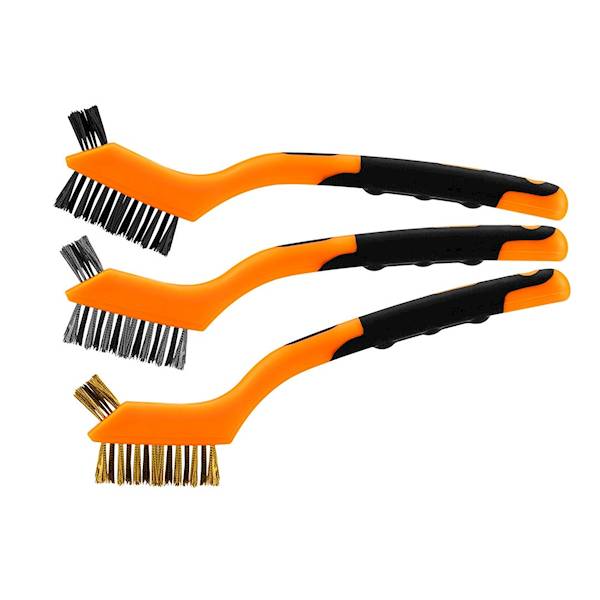 SZCZOTKI DRUCIANE 3 ELEM. 180MM PLASTIKOWE RĄCZKA C4353