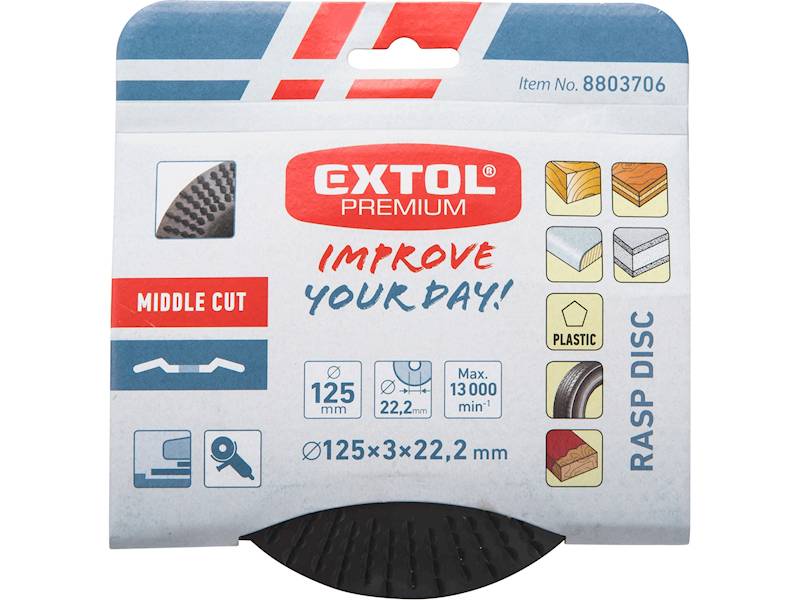 TARNIK SKOŚNY ŚREDNI NA SZLIFIERKĘ KĄTOWĄ 125mm EXTOL PREMIUM 8803706