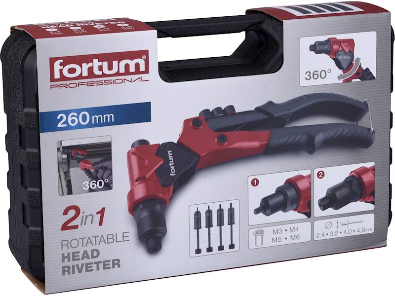 NITOWNICA OBROTOWA DO NITÓW STALOWYCH 2,4-4,8mm I  NITONAKRĘTEK M3-M6 " FORTUM " 4770628