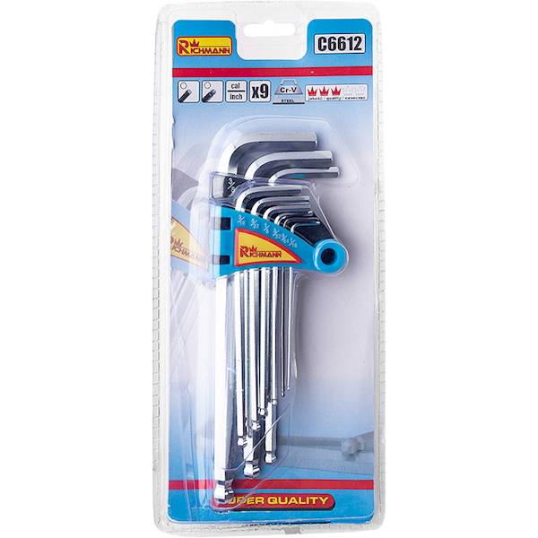 KLUCZE IMBUSOWE CALOWE EXTRA DŁUGIE 1/16"-3/8" 9EL. C6617