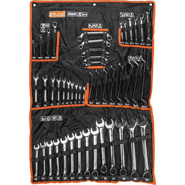 KLUCZE PŁASKO-OCZKOWE 6-32mm+TORX+POMP+ODGIĘTE 47szt "RICHMAN" C6347