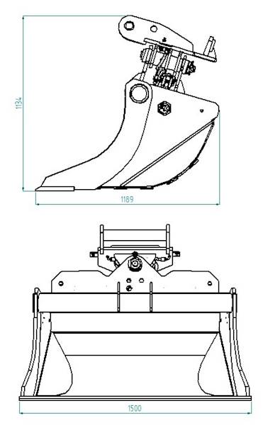Łyżka skandynawska hydrauliczna 1600mm 10-12T MS08