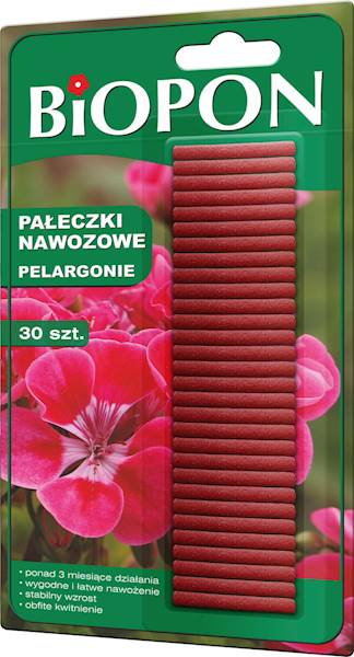 BIOPON pałeczki nawozowe do pelargonii 30szt